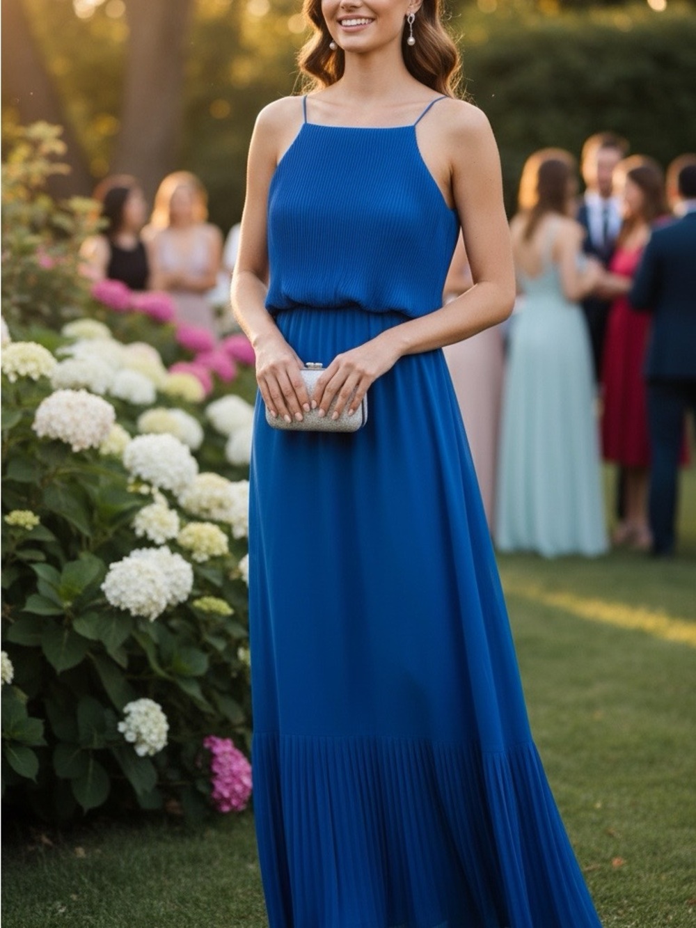 She + Sky Royal Blue Spaghetti Strap Maxi Dress